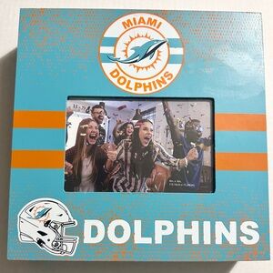 Miami Dolphins Football NFL Horizontal 9.5”sq Wood Photo Frame for 5 x 7 Picture